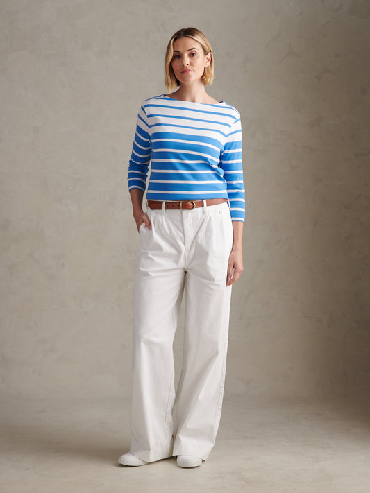 Womens Full Length Wide Leg Trousers Bright White