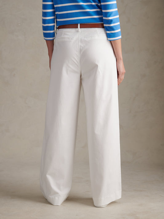 Womens Full Length Wide Leg Trousers Bright White