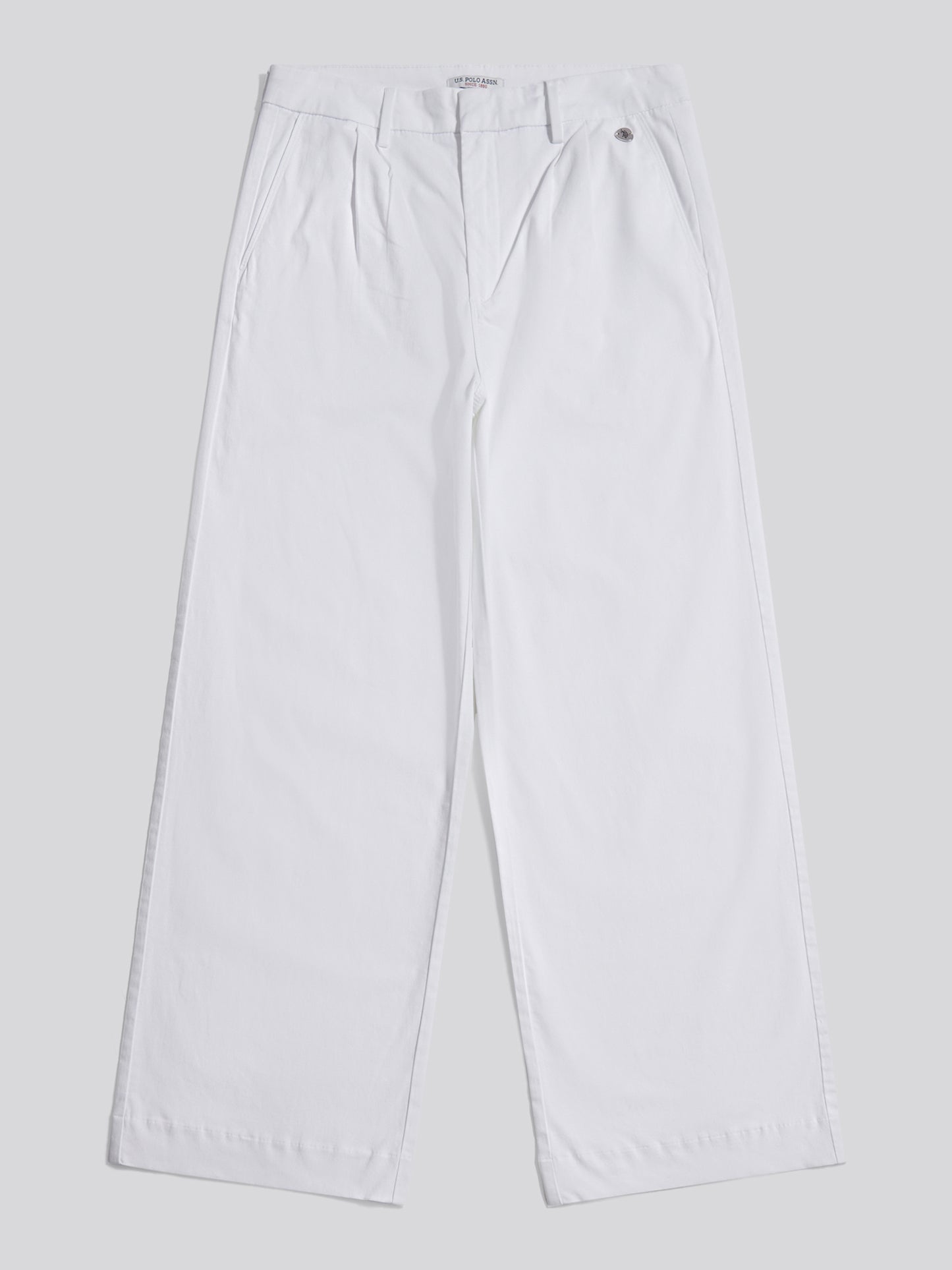 Womens Full Length Wide Leg Trousers Bright White