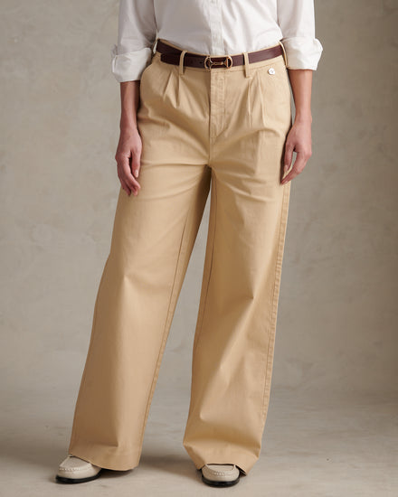 Womens Full Length Wide Leg Trousers Iris Cream