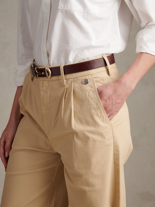 Womens Full Length Wide Leg Trousers Iris Cream