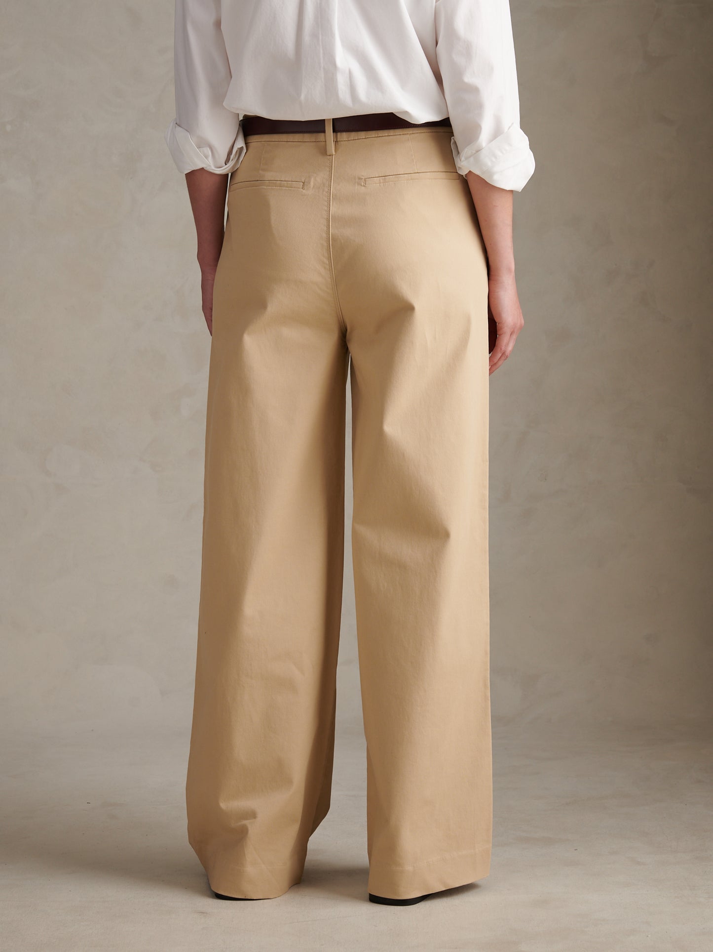 Womens Full Length Wide Leg Trousers Iris Cream
