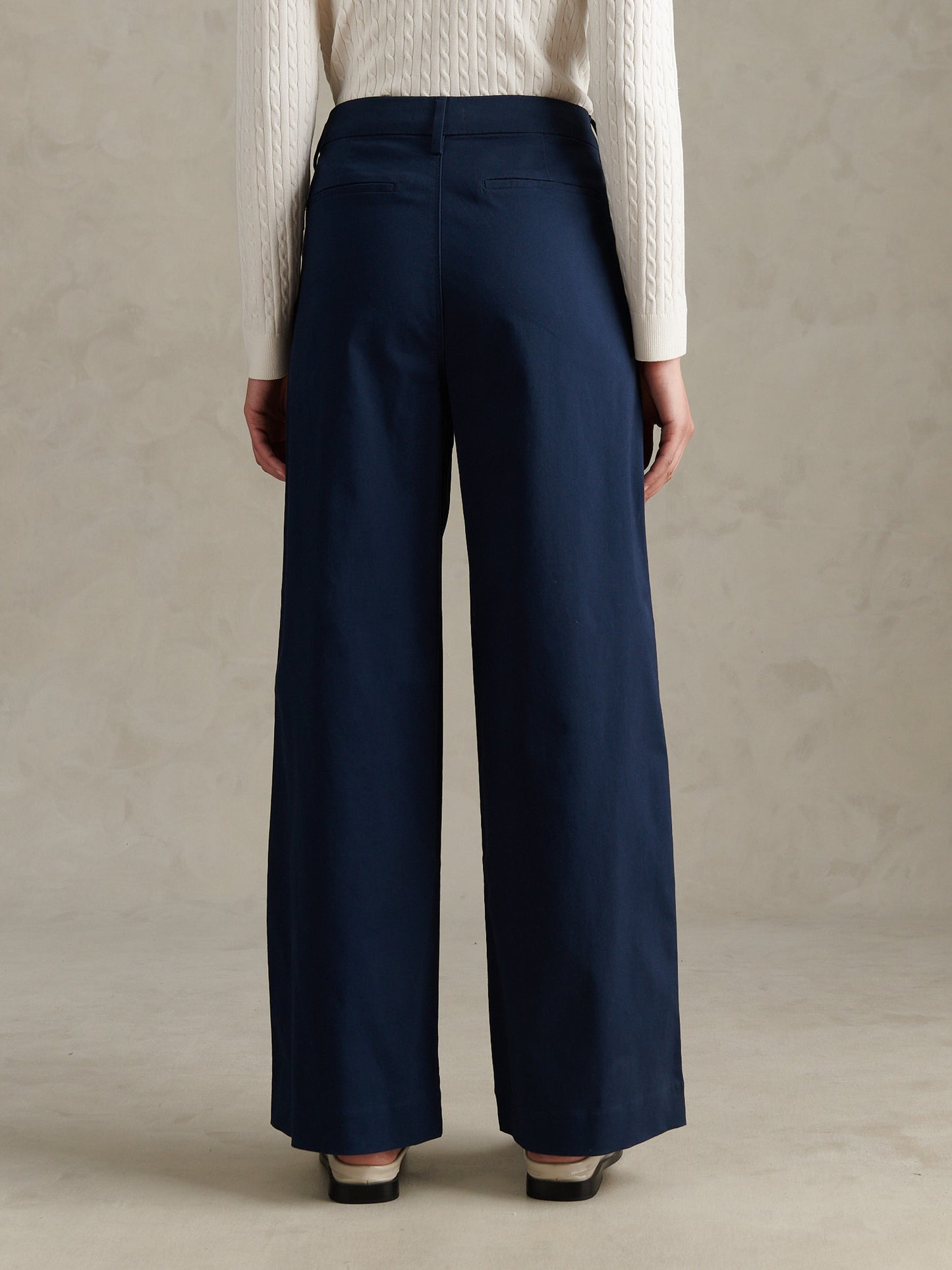Womens Full Length Wide Leg Trousers Navy Iris