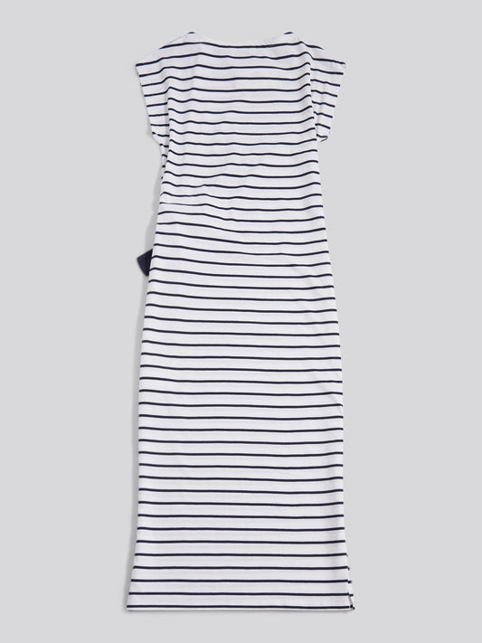 Womens Stripe Tie Detail Midi Dress Bright White