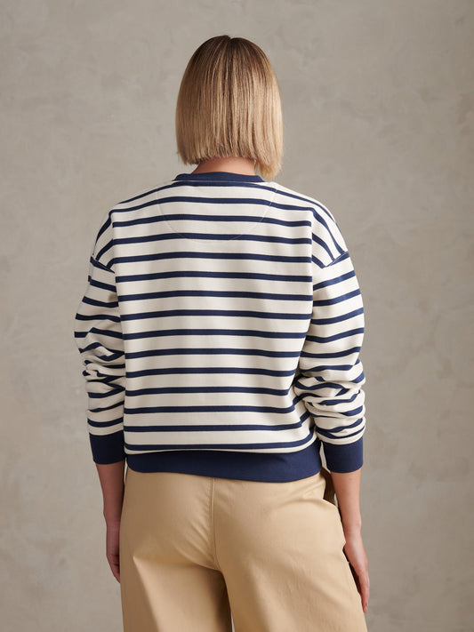 Womens Stripe Crew Neck Sweatshirt Marshmallow
