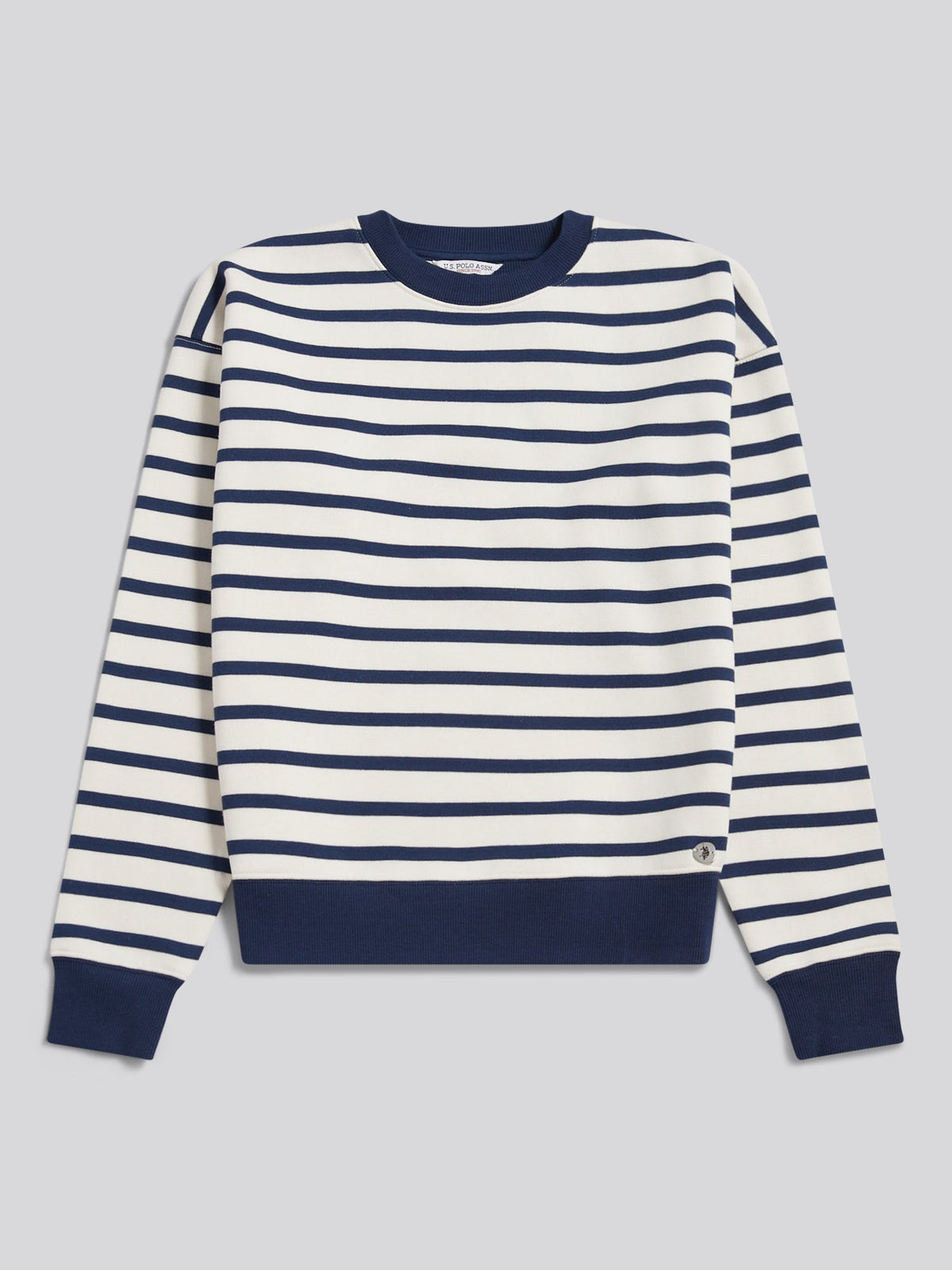 Womens Stripe Crew Neck Sweatshirt Marshmallow