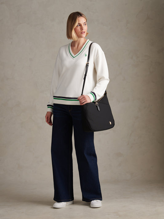 Womens Stripe Crew Neck Sweatshirt Marshmallow