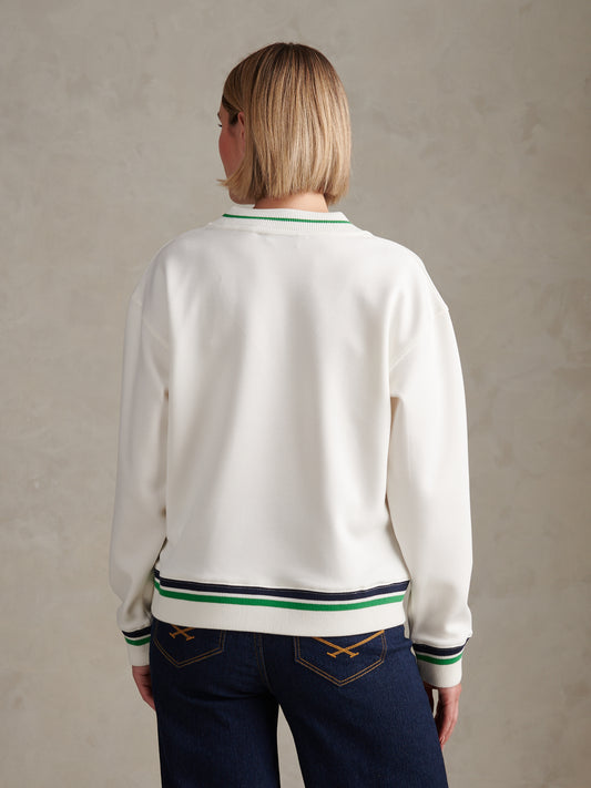 Womens Stripe Crew Neck Sweatshirt Marshmallow