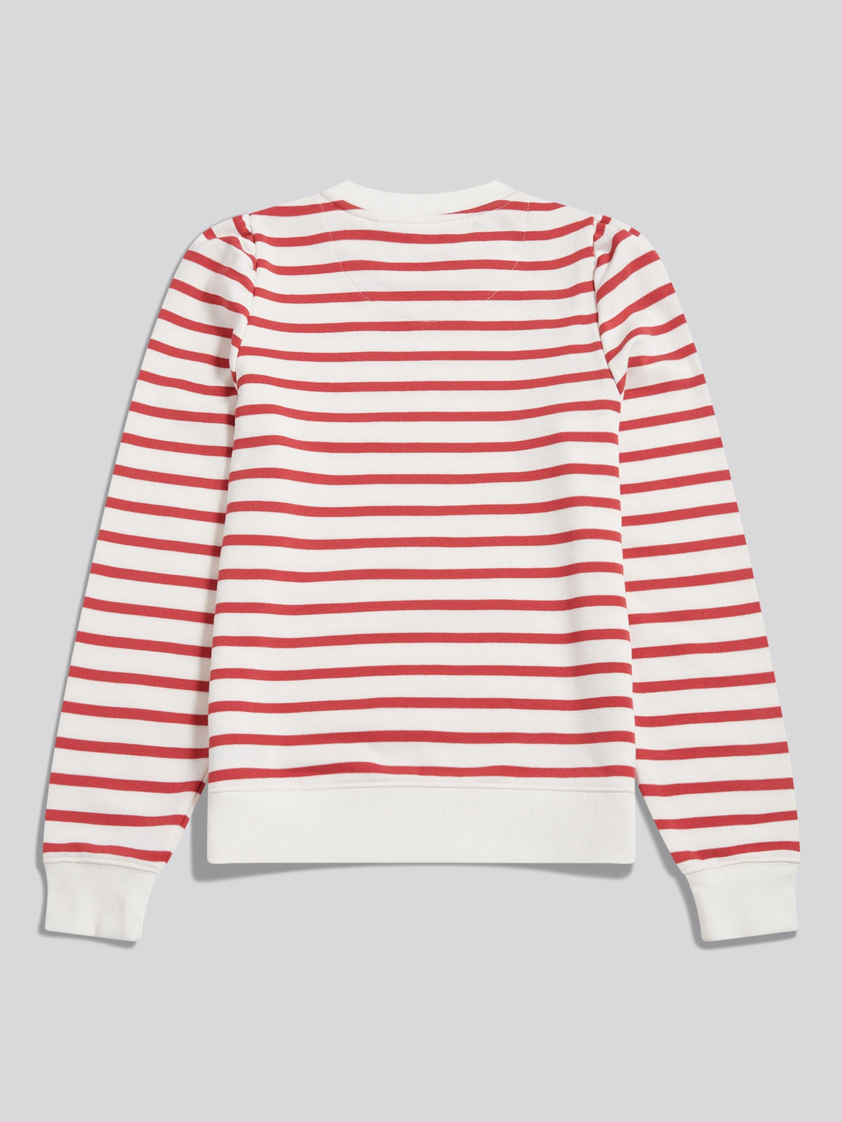 Womens Puff Sleeve Stripe Sweatshirt Mineral Red
