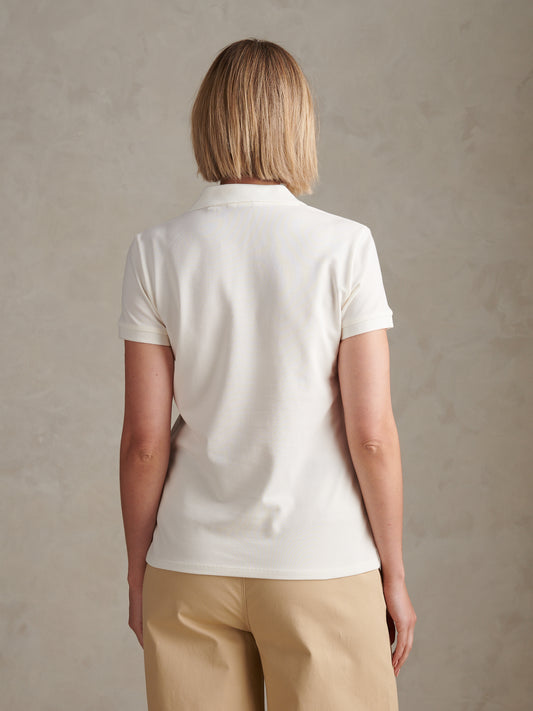 Womens Heritage Logo Pique Polo Shirt Marshmallow