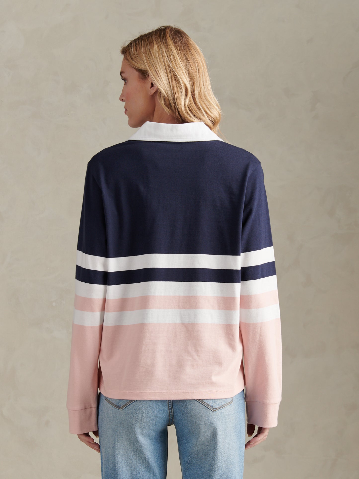 Womens Block Colour Rugby Top Crystal Rose