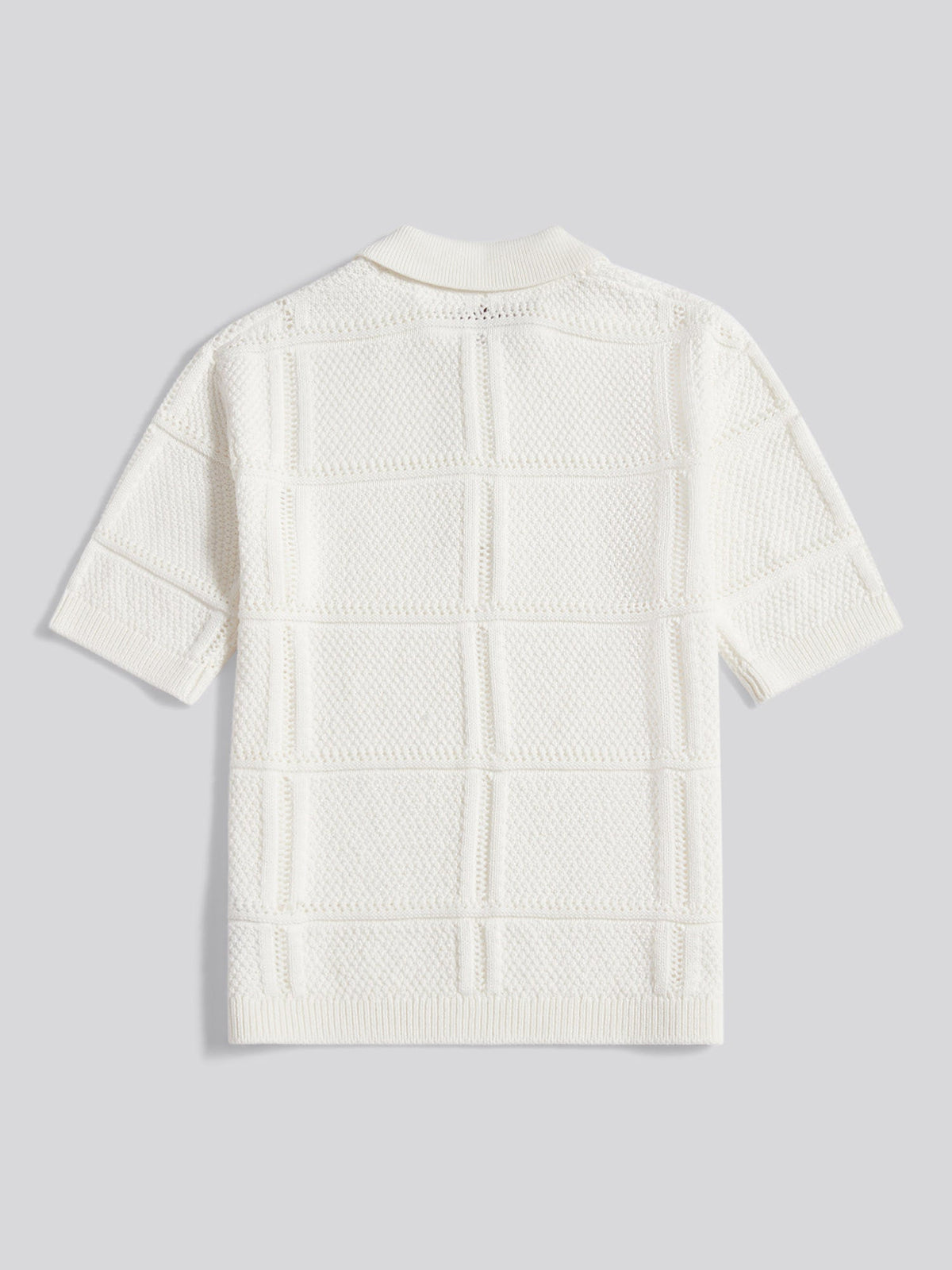 Womens Crochet Knit Polo Shirt Marshmallow
