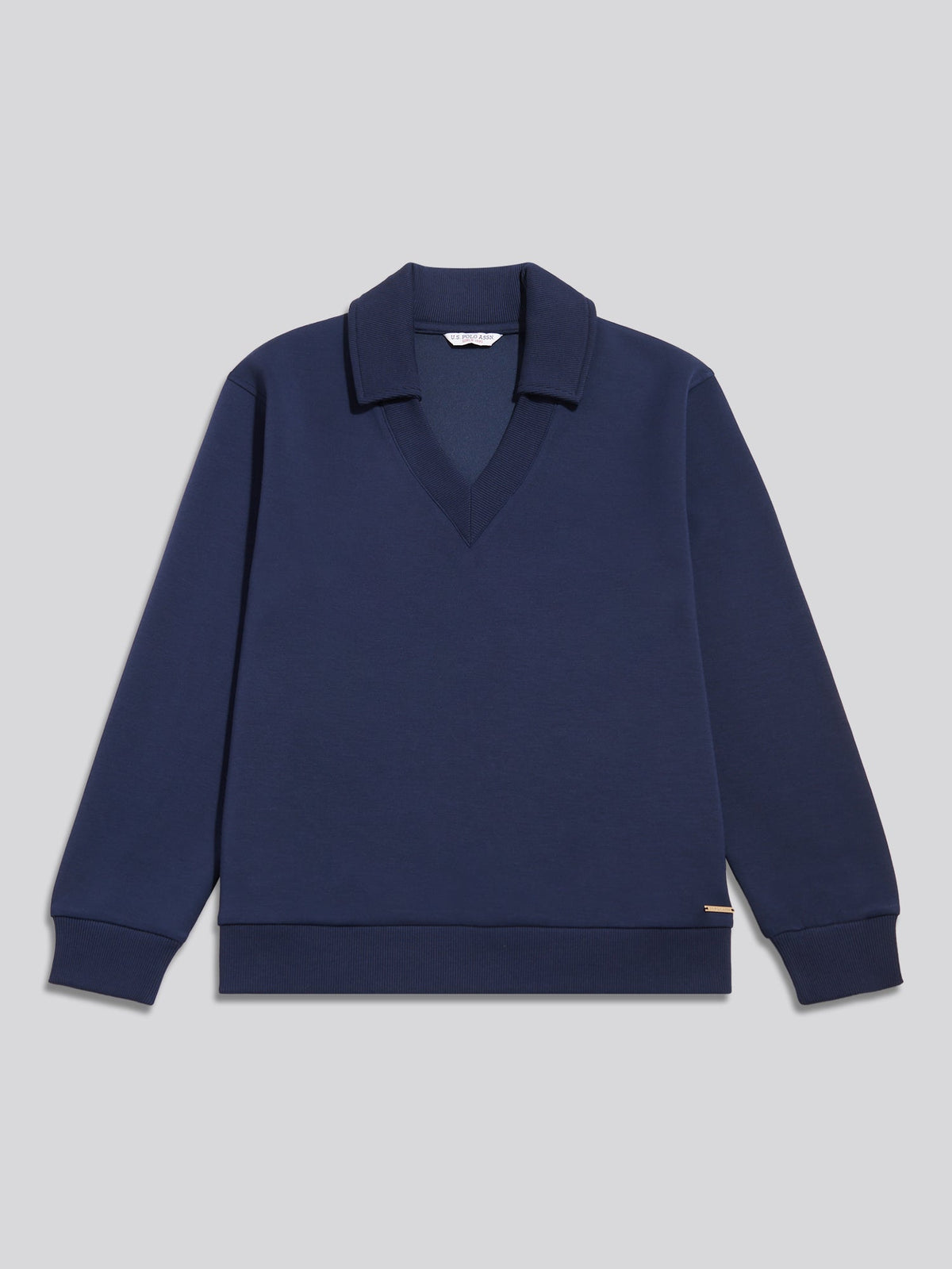 Womens Open Collar Split Hem Jumper Navy Iris
