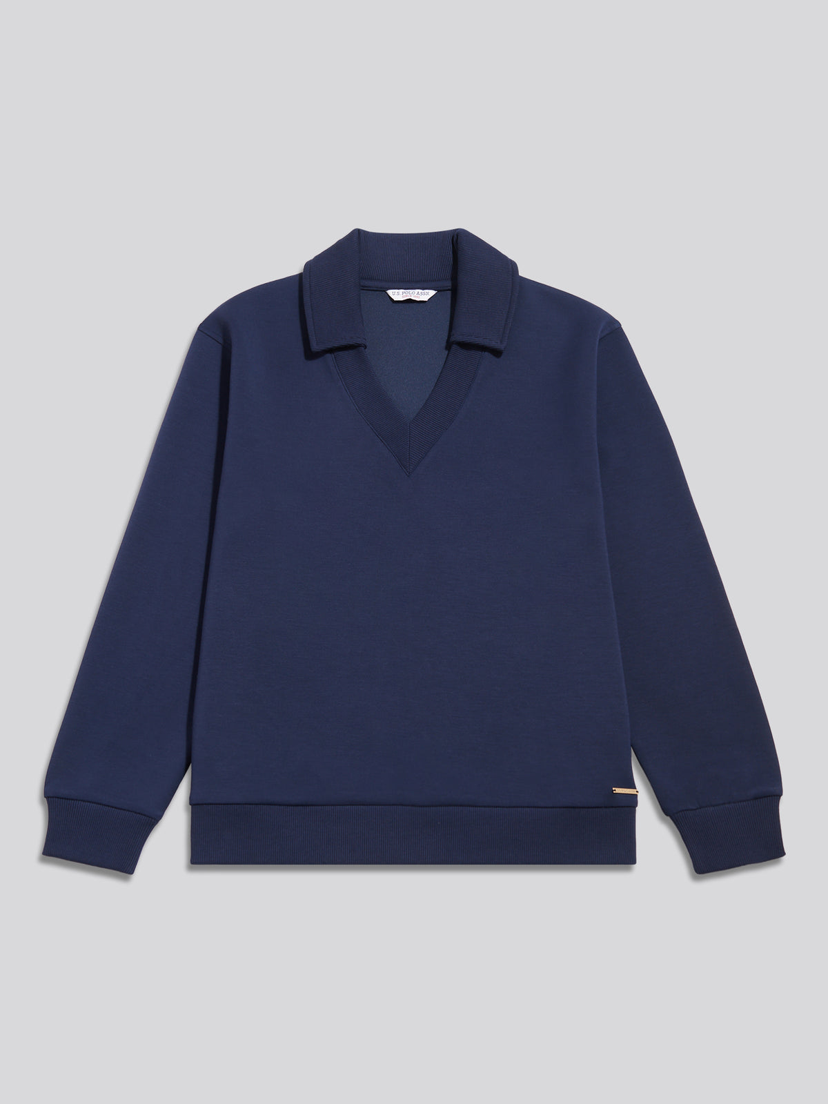 Womens Open Collar Split Hem Jumper Navy Iris